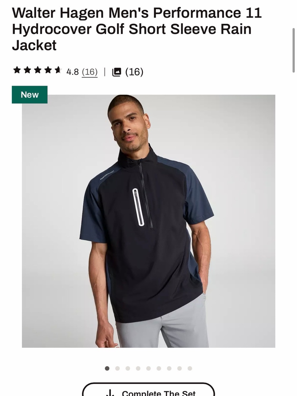 Walter Hagen Black and Navy Short-Sleeve Hydrocover Golf Shirt